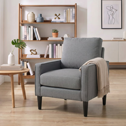 Accent Chair, Removable Pillow Linen Armchair with Comfy Spring Cushion for Living Room, Bedroom, Study, Dark Grey