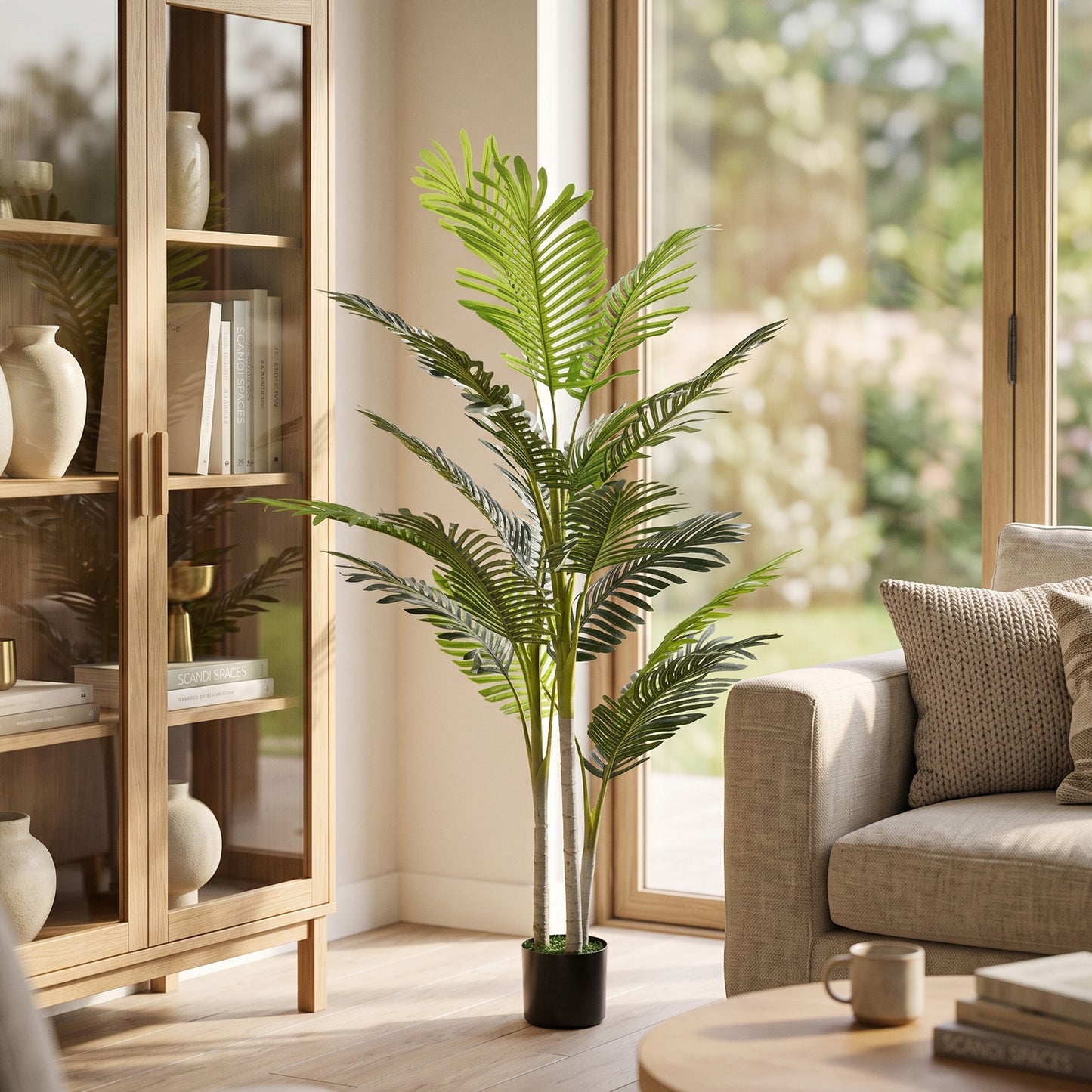 2 Ball Topiary Tree in Pot for Home Decor, Artificial Plant for Home Office, Living Room Decor, Dark Green
