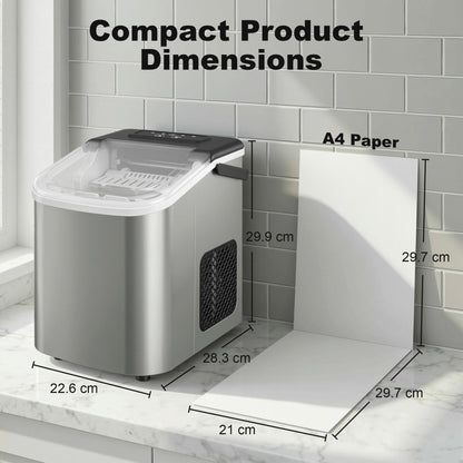 Ice Maker Machine Countertop, 9 Cubes Ready in 7 Mins, 12 KG in 24Hrs, 2 Sizes of Bullet, Self-Cleaning Ice Machine