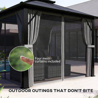3 x 3(m) Hardtop Gazebo Canopy with UPF30+ Double Polycarbonate Roof, Aluminium Frame Garden Gazebo Permanent Pavilion