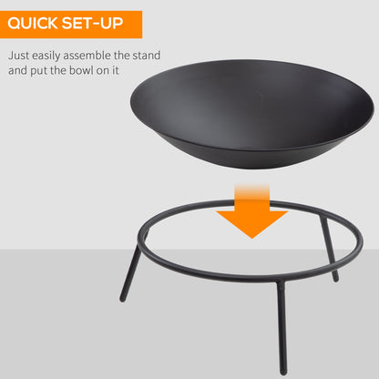Outdoor Fire Pit, Portable Round Firepit with Poker, for Garden, Camping, Bonfire, Picnic, Dia. 47 x 21 cm, Black