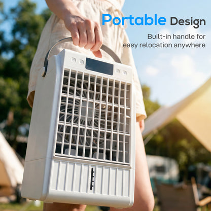 Portable Air Conditioner, 4-in-1 Mini Air Cooler with 4 Wind Speed, 2 Cool Mist, RGB 7 LED Light, White