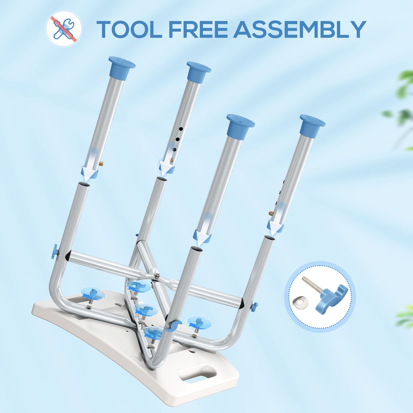 44-51.5cm Aluminium Frame Shower/Bath Stool - Light Blue