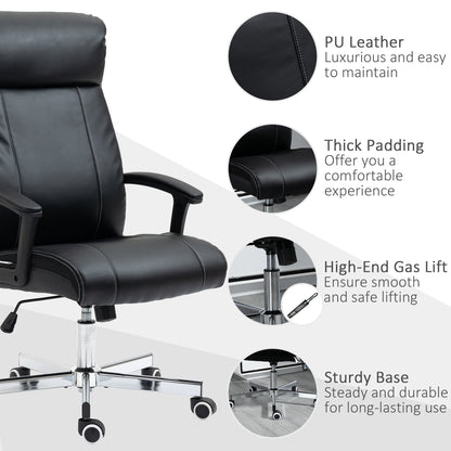 Massage Office Chair, PU Desk Chair with 6 Point Massage, High Back Computer Chair with Metal Legs, Thick Seat