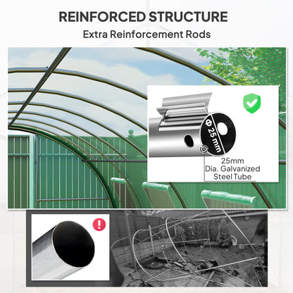Polyethylene Upgraded Structure Walk-in Polytunnel Greenhouse, 6 x 3 m, Green