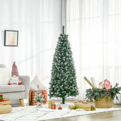 5FT Tall Prelit Pencil Slim Artificial Christmas Tree with Realistic Branches, 250 Colourful LED Lights and 408 Tips