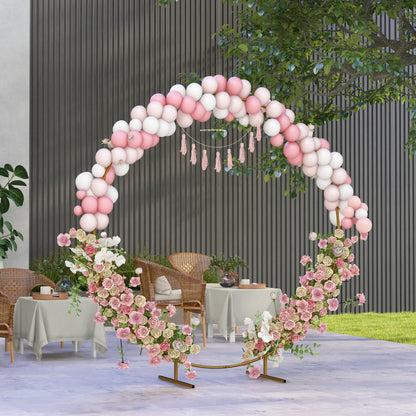 222cm Gold Tone Backdrop Stand, Round Metal Wedding Arch for Birthday Party, Bridal Shower, Graduation, Ceremony