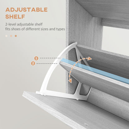 12-Shoe Flip Drawer Storage Cabinet - Grey Wood-Effect