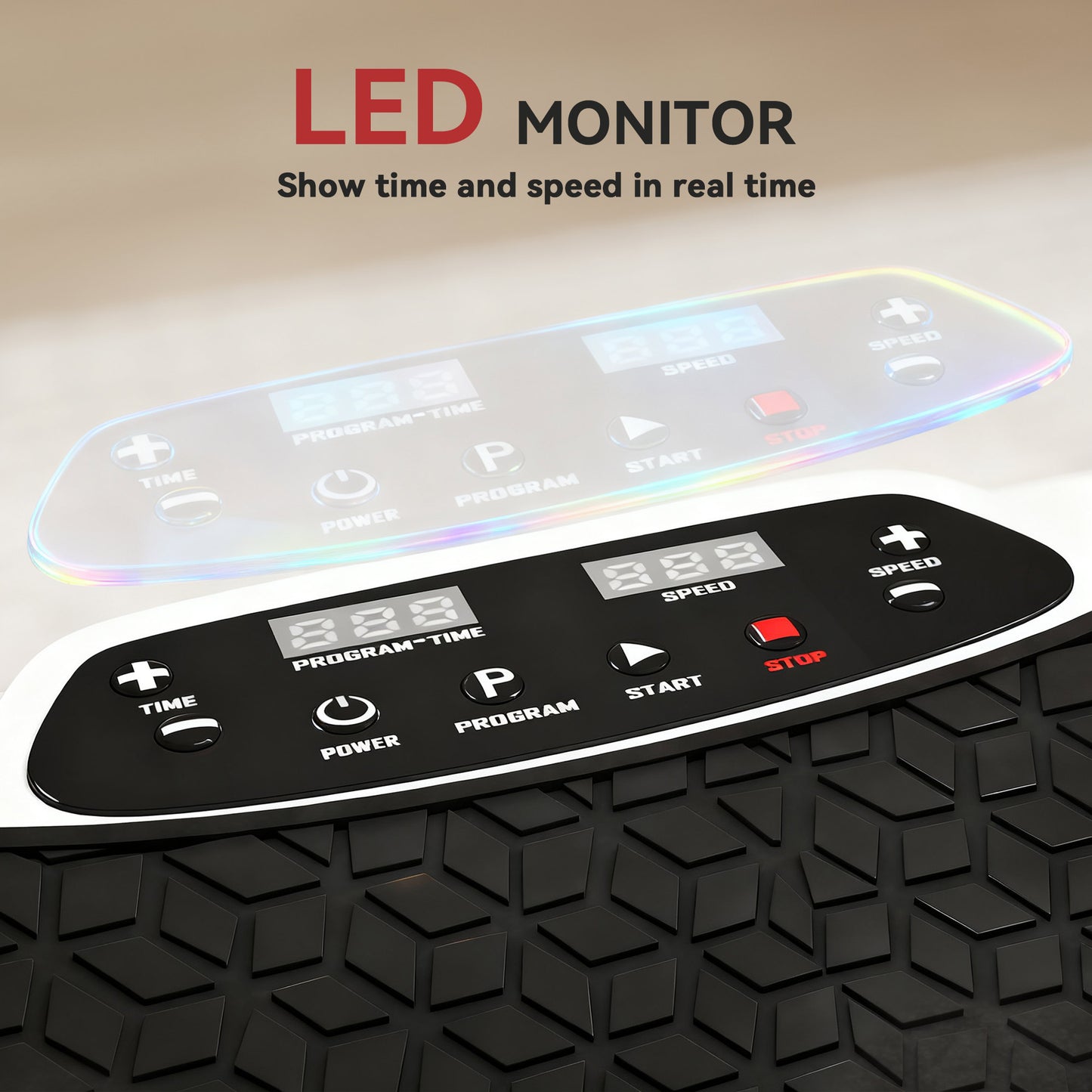 Vibration Plate, with Adjustable/Removable Handle, Preset Modes, 50 Speeds