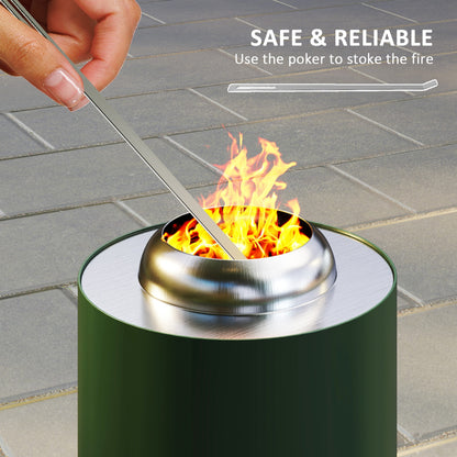 Smokeless Fire Pit, 16 x 16 cm Stainless Steel Portable Wood Burning Firepit with Poker