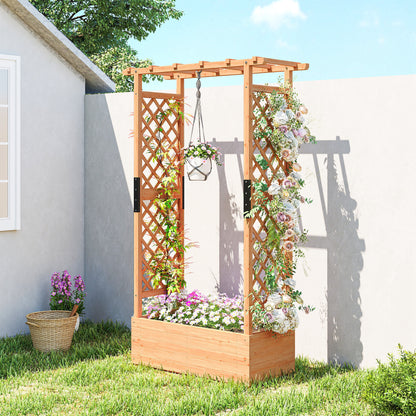 Fir Wood 110 x 44 cm Planter and Trellis Garden Bed