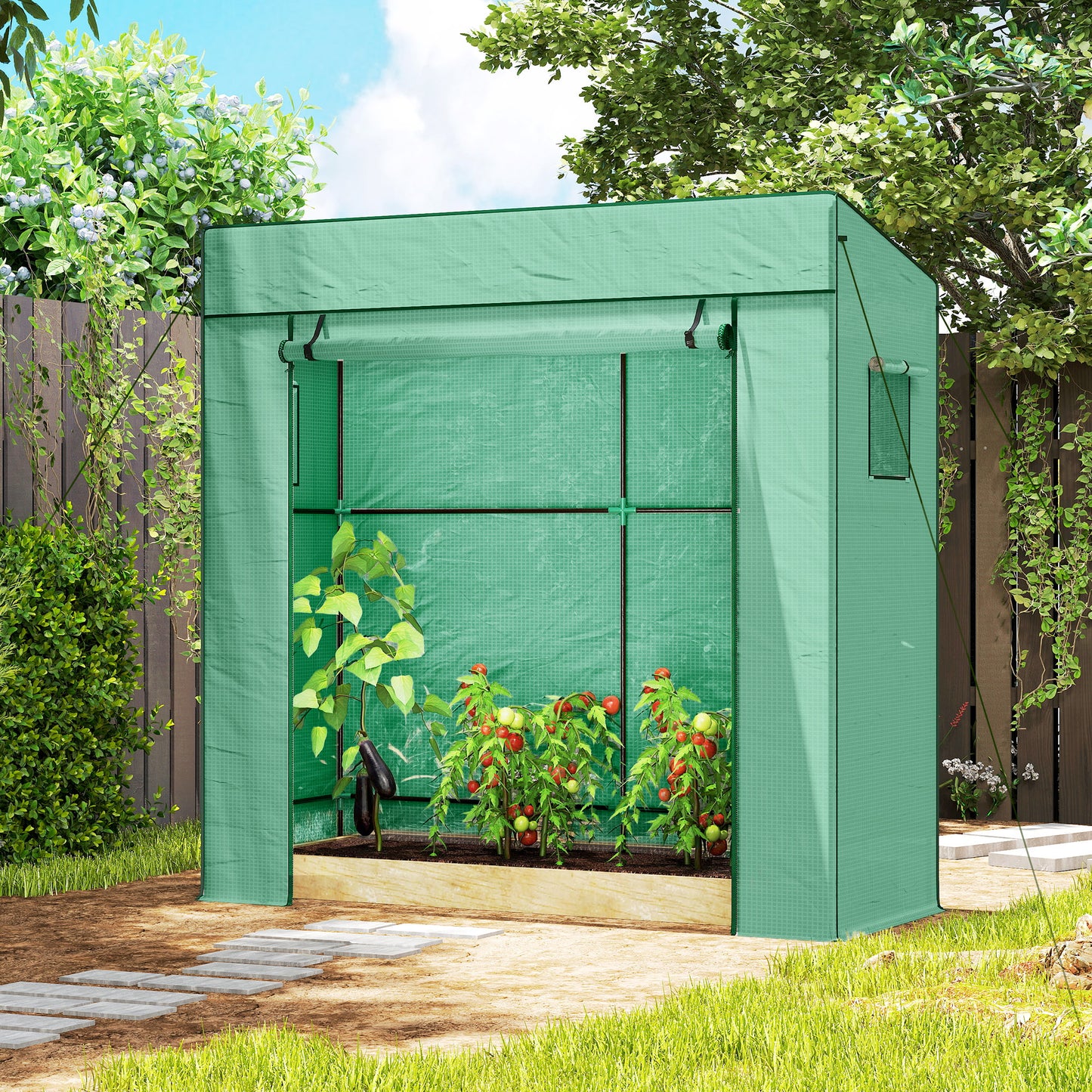 77 x 196cm Walk-In Greenhouse, with Accessories