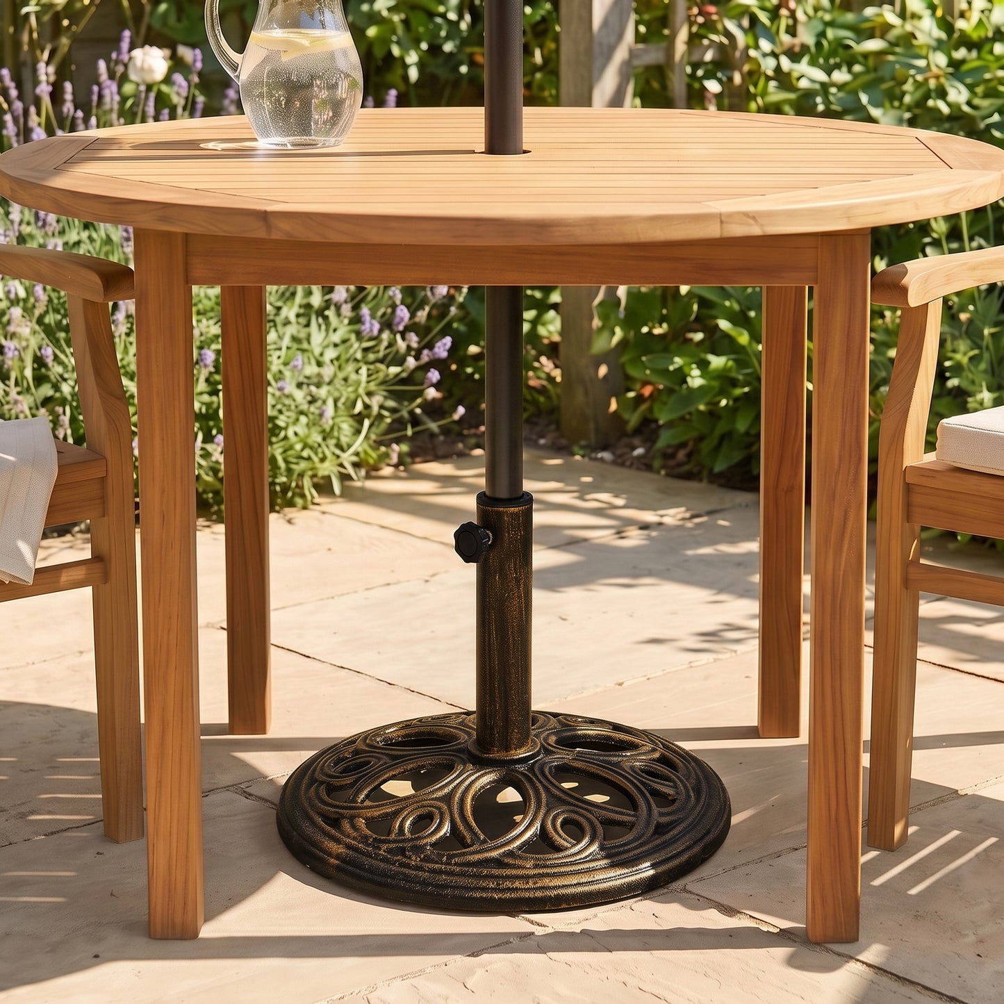 11.5 kg Cast Metal Round Patio Umbrella Base Stand, Umbrella Holder for Outdoor, Patio, Garden, Bronze Tone