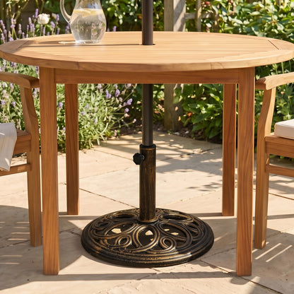 11.5 kg Cast Metal Round Patio Umbrella Base Stand, Umbrella Holder for Outdoor, Patio, Garden, Bronze Tone