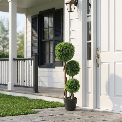 Decorative Artificial Trees Boxwood Ball Topiary Trees Set of 2 in Pot, Fake Plants for Home Indoor Outdoor Decor