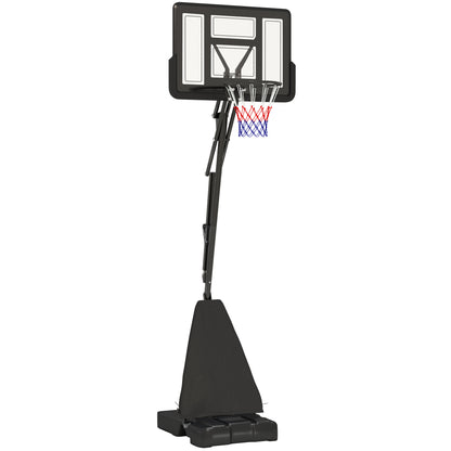 245-305cm Adjustable Basketball Hoop and Stand, with Wheels, Black