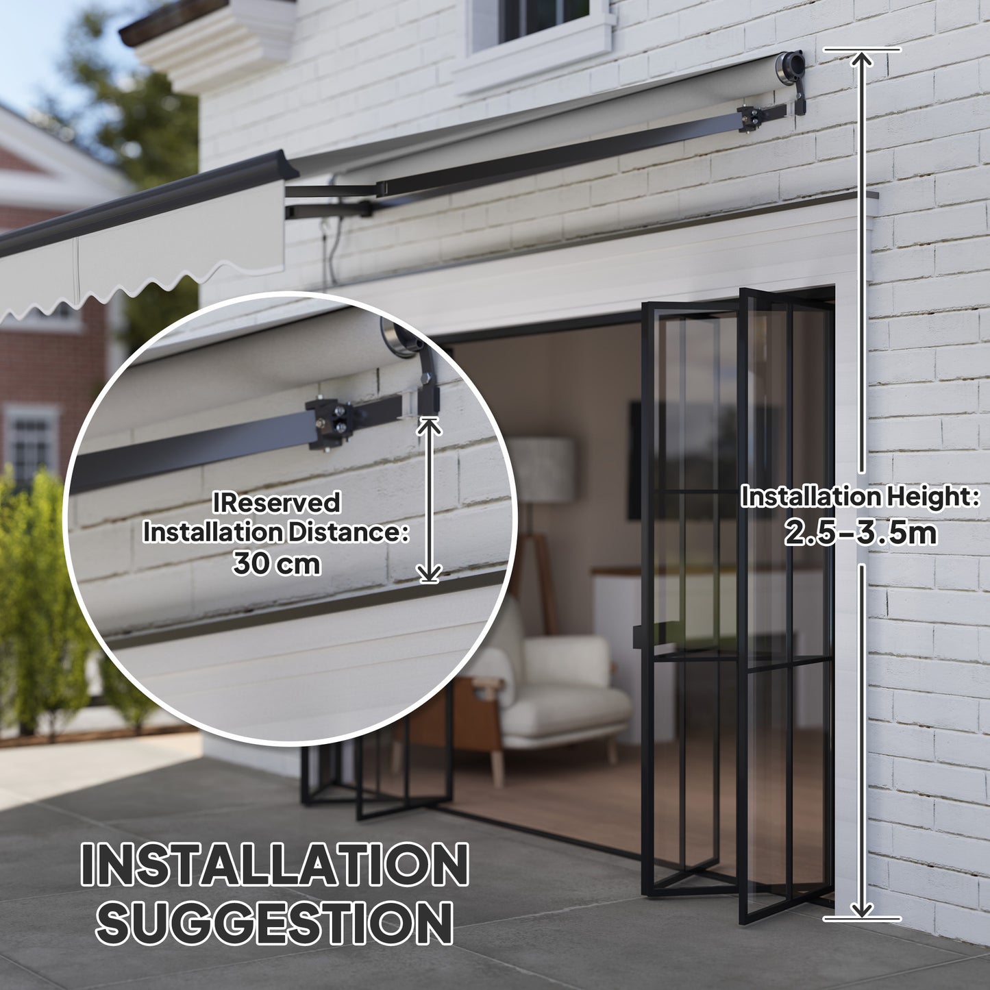 2.5 x 2m Electric Awning with Remote Controller, Aluminium Frame DIY Retractable Awning