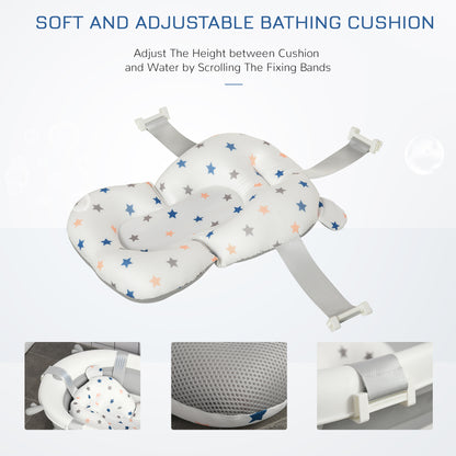 Foldable Baby Bathtub Set, Collapsible Bath Tub with Thermostatic Water Plug, Non-Slip Support, Cushion Pad, Drain Plugs