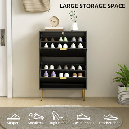 Elegant Two-Drawer Shoe Cabinet - Black