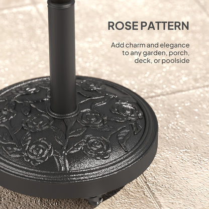 Parasol Base, Umbrella Base with Wheels Cast Iron Effect, for Umbrella, Canopy, Weather Resistant, Black