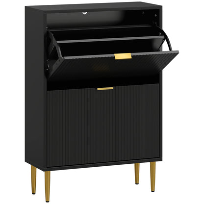 Elegant Two-Drawer Shoe Cabinet - Black