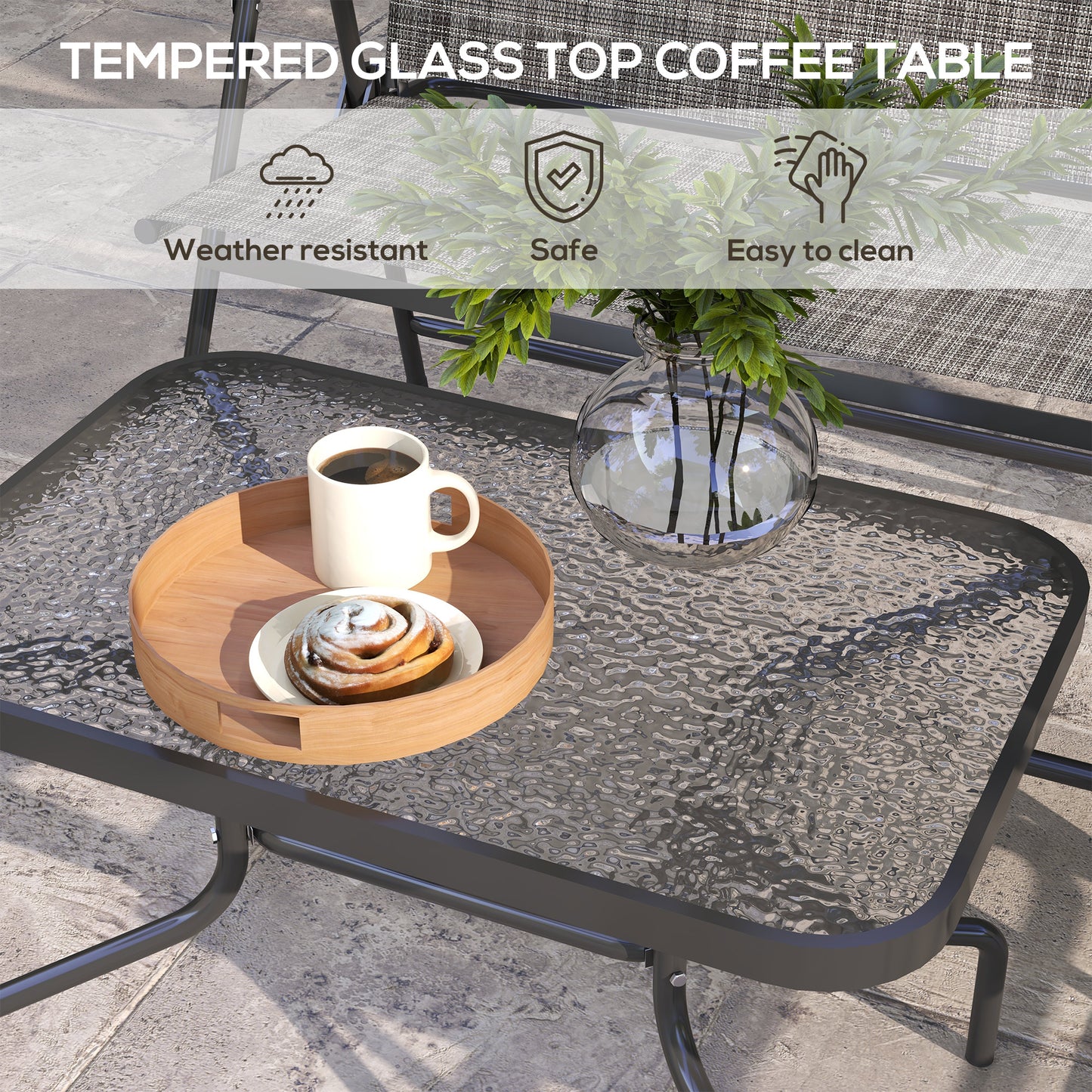 Four-Piece Metal Garden Sofa Set - Mixed Grey
