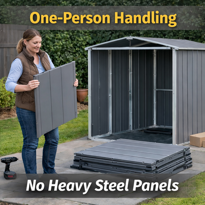 6x4.5ft Garden Storage Shed, Lockable Shed for Small Terraced Gardens with Double Doors, Window, Vent and Plastic Roof
