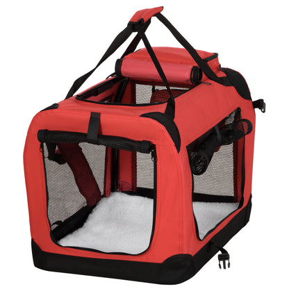 Foldable Pet Carrier for Small and Miniature Dogs, Portable Cat Carrier Soft Side Pet Travel Crate with Removable Mat