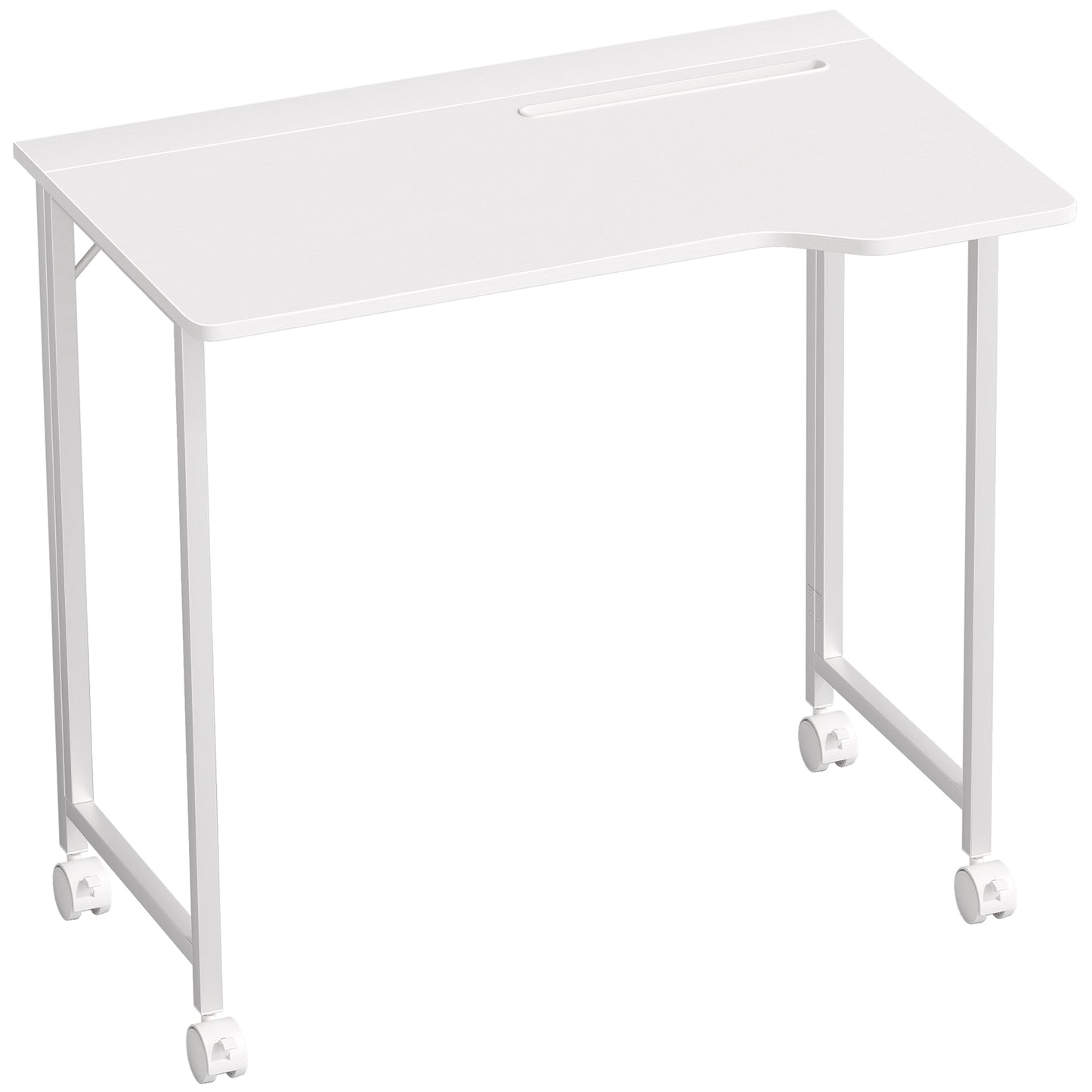 Small Folding Desk, with Wheels - White Wood-Effect
