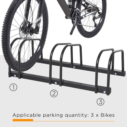 Bike Stand Parking Rack Floor or Wall Mount Bicycle Cycle Storage Locking Stand 76W x 33D x 27H (3 Racks, Black)