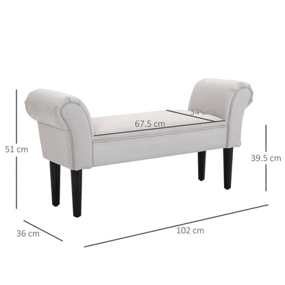 End of Bed Bench, Upholstered Window Seat with Arms and Wooden Legs, Modern Shoe Bench for Entryway, Living Room, Bedroom