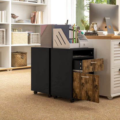 Filing Cabinet, Mobile File Cabinet with 2 Lockable Drawers, Office Home Organiser on Wheels for A4