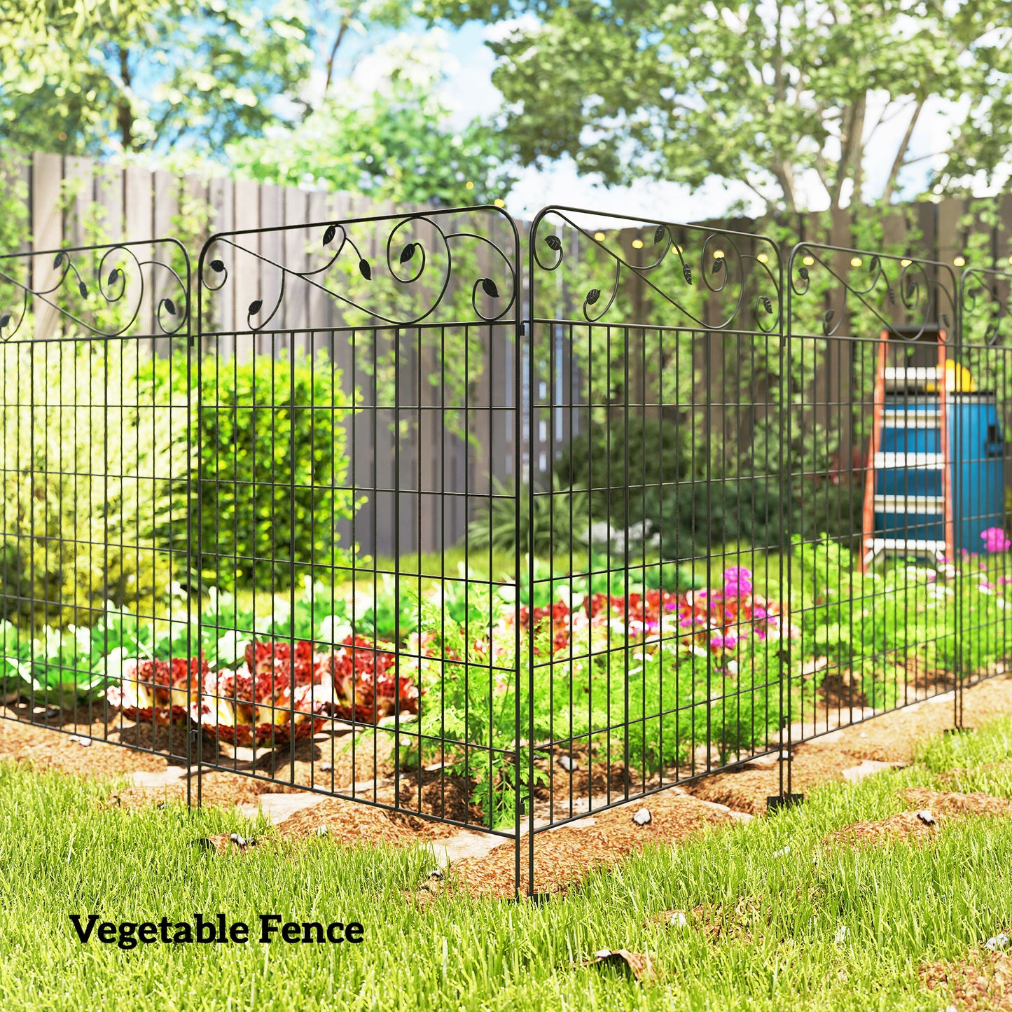 Decorative Garden Fencing, 4PCs Outdoor Picket Fence Panels