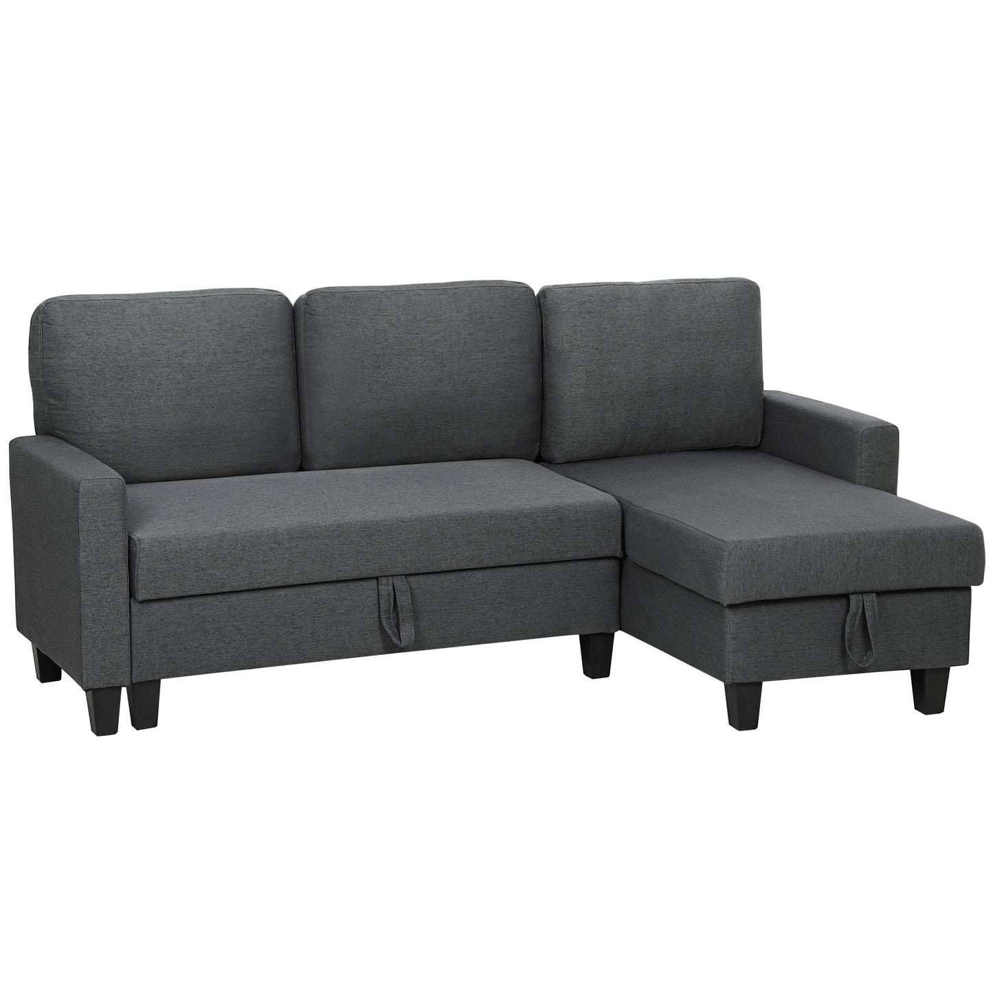 Three-Seater Storage Sofa Bed - Charcoal Grey