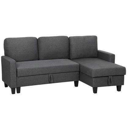 Three-Seater Storage Sofa Bed - Charcoal Grey