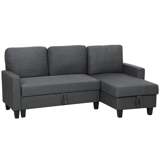 Three-Seater Storage Sofa Bed - Charcoal Grey