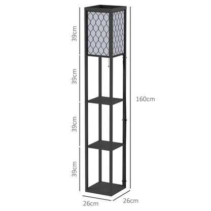 4-Tier Shelf Floor Lamp – Black & White