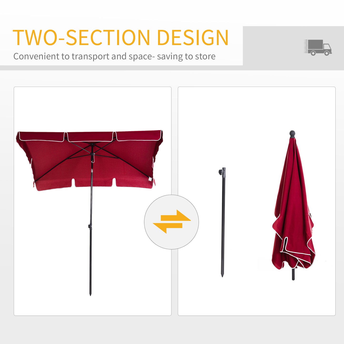 Garden Parasol Umbrella, Outdoor Market Table Umbrella with Ruffles & Aluminium Pole