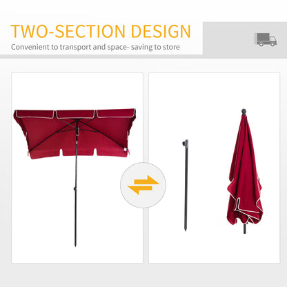 Garden Parasol Umbrella, Outdoor Market Table Umbrella with Ruffles & Aluminium Pole