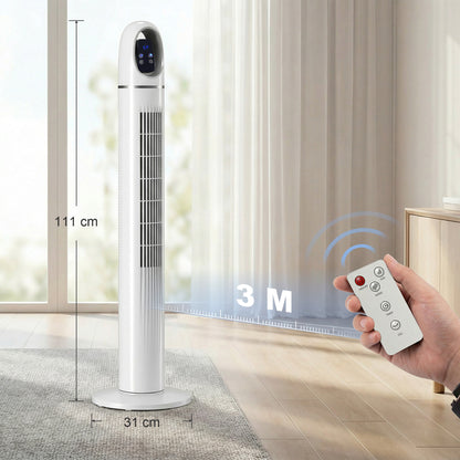 Tower Fan for Bedroom, Standing Floor Fan with Oscillating, 3 Modes, 3 Speeds, 24 Hour Timer, White