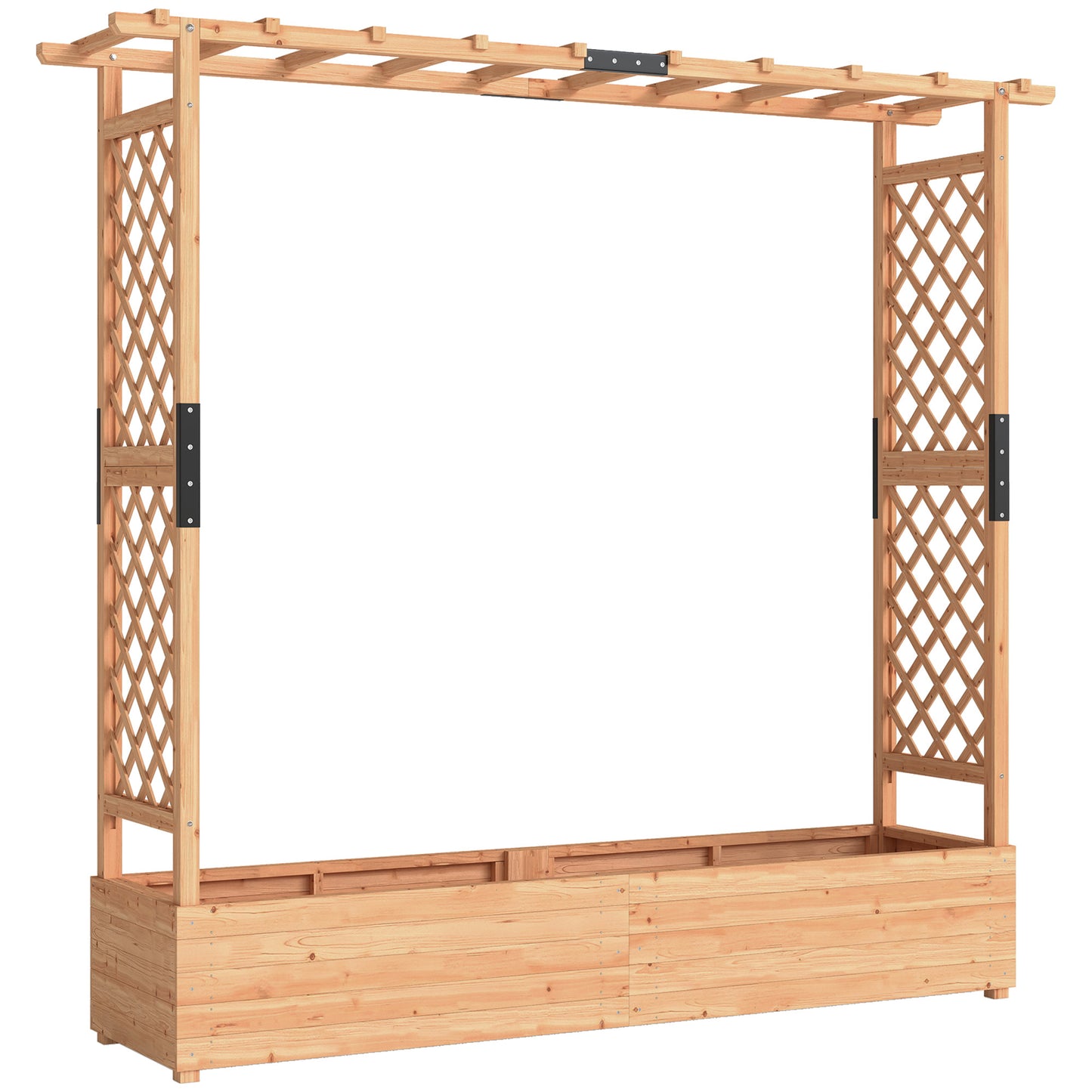 Fir Wood 171 x 39 cm Planter and Trellis Garden Bed