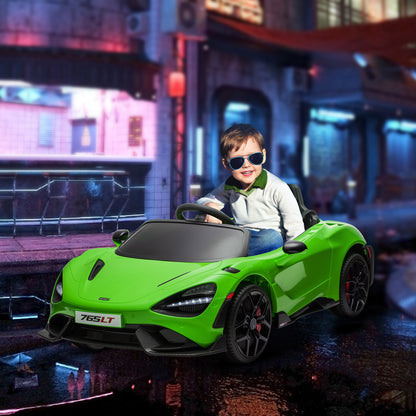 McLaren 765LT Licensed 12V Kids Electric Ride on Car with Butterfly Doors, Remote Control, Transport Wheels, Green