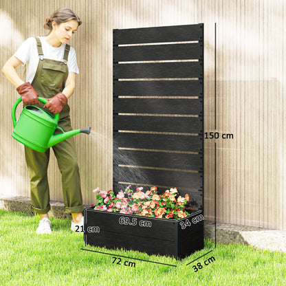 34 x 69.5cm Garden Planter Box, with Back Trellis, Black