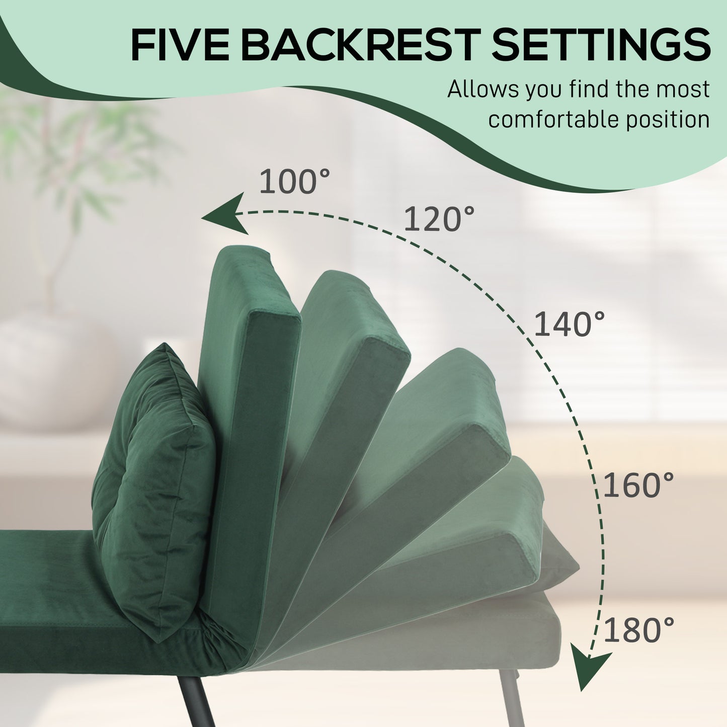 4-in-1 Velvet-Feel Single Chair Bed, with Pillow - Green