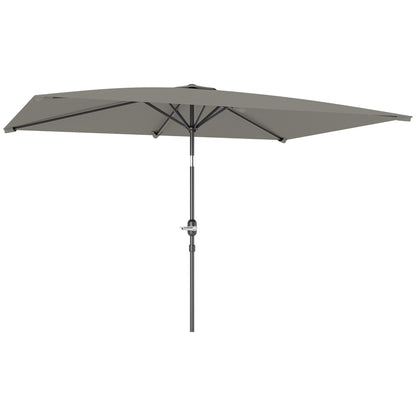 3x2m Garden Parasol Umbrella with Aluminium Pole, Tilt and Crank, Rectangular Outdoor Table Parasol Sun Shade for Patio