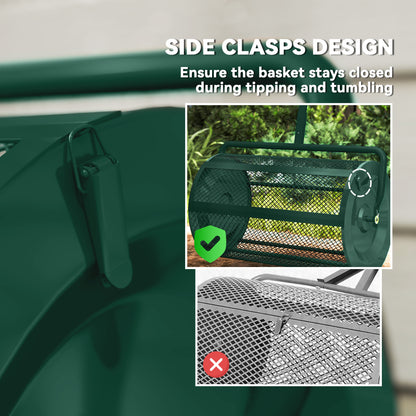 Compost Spreader, 24" Peat Moss Spreader with Height Adjustable T Shaped Handle and Metal Mesh Basket