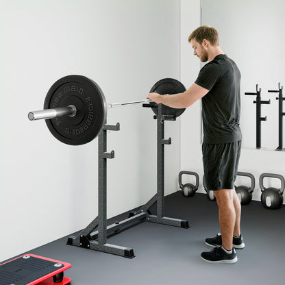 Heavy Duty Barbell Squat Rack, Adjustable and Multifunctional Weight Power Stand, for Home, Gym - Black