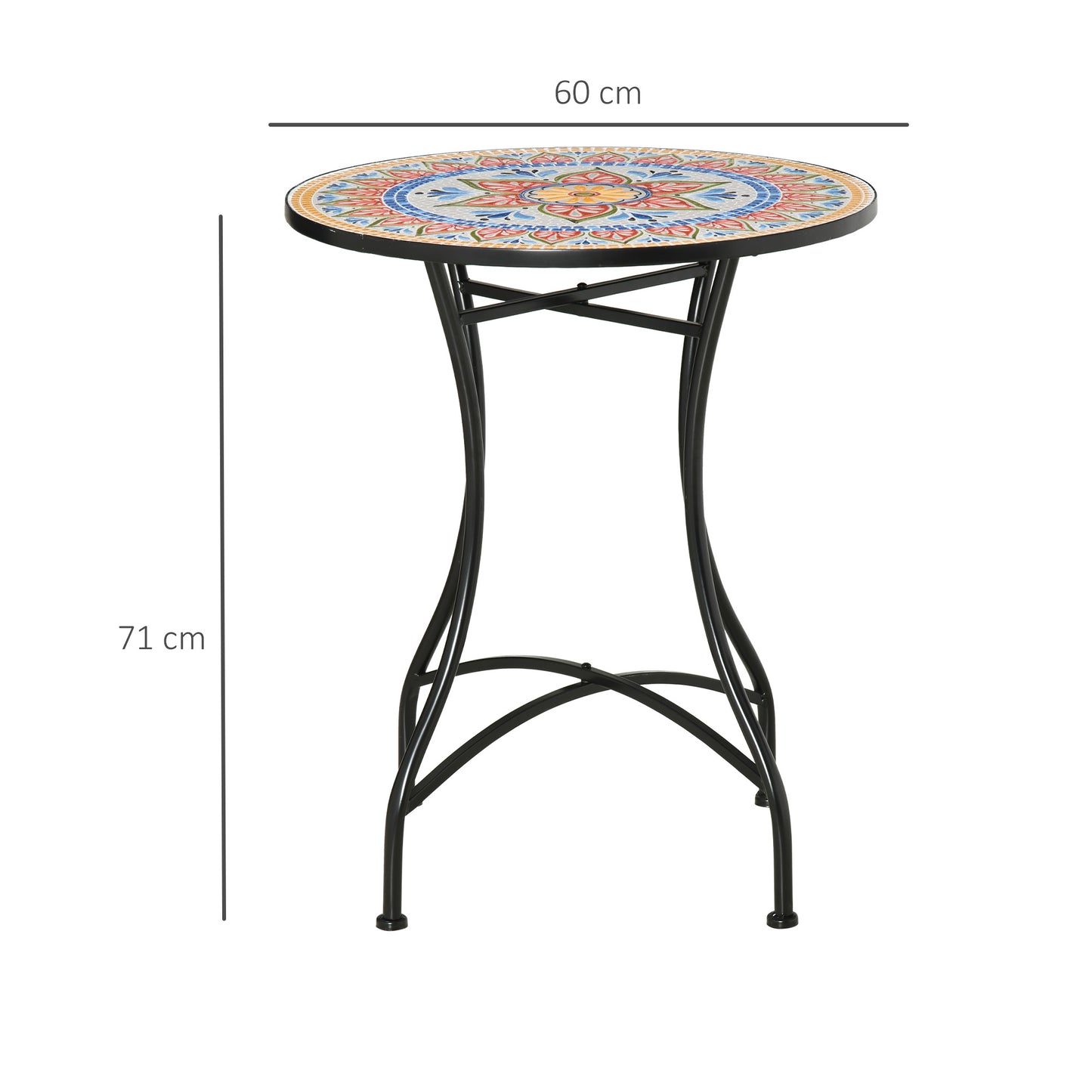 Φ60cm Mosaic Outdoor Patio Table - Red