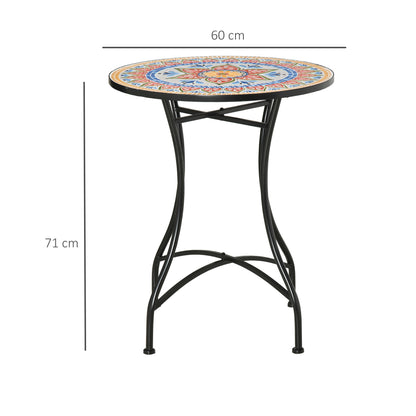 Φ60cm Mosaic Outdoor Patio Table - Red