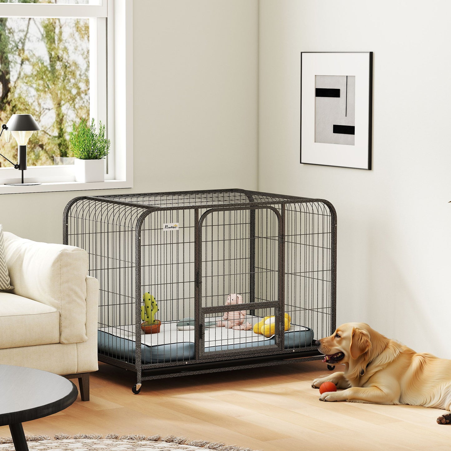 Heavy Duty Dog Crate,116 x 77 x 88 cm, Large Dog Cage for Small to Large Breeds
